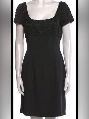 Carmen Marc Valvo Beaded Lace Cocktail Dress - 90s EUC - Fits Modern 8/10